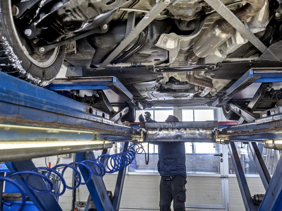 Image of vehicle undergoing technical inspection